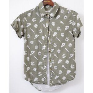 Pyknic Pizza Slayer 100% Cotton Collared Button Up Kids Boys Shirt Size 8